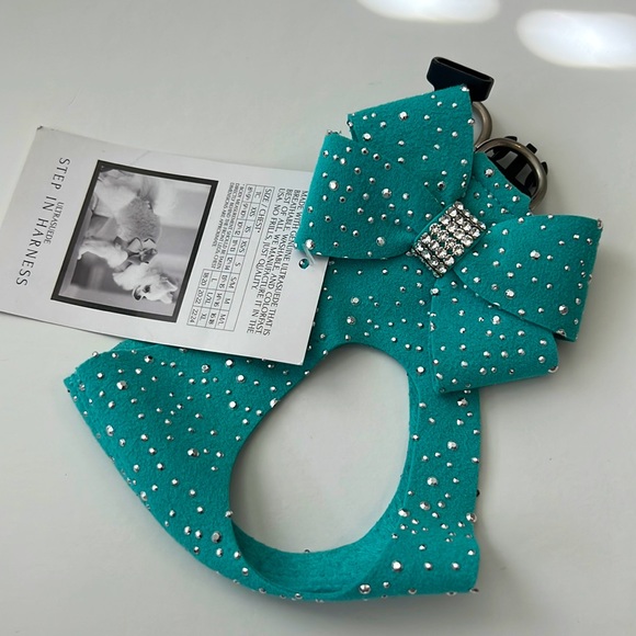Susan Lanci Bimini Blue Step-In Harness with Stardust and Bow (XXS) - Picture 1 of 3